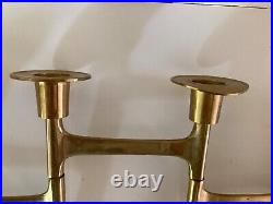 Vintage Mid Century Folding Brass Candle Holders RARE PAIR