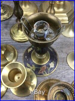 Vintage Mixed Lot 24 BRASS Candlestick Holders Some Thin Tapered Party Wedding