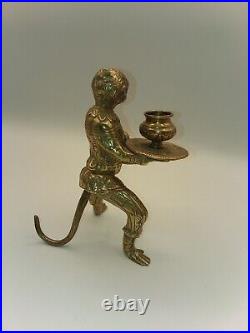 Vintage Monkey Butler Brass/Bronze Candle Holder
