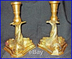 Vintage Mottahedeh Pair of Solid Brass Fish Candlestick Holders