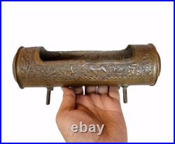 Vintage Old Antique Brass Handcrafted Design Embossed Unique Pen Stand Holder