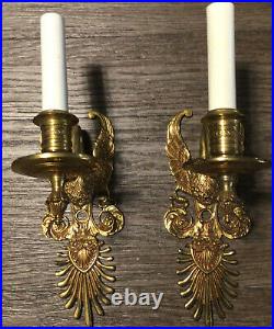 Vintage Old Fashioned Brass Metal Victorian Wall Candle Pillar Holder Antique