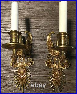 Vintage Old Fashioned Brass Metal Victorian Wall Candle Pillar Holder Antique
