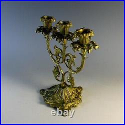 Vintage Ornate Brass 3 Cup Candelabra Candle Stick