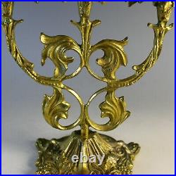 Vintage Ornate Brass 3 Cup Candelabra Candle Stick