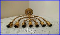 Vintage Ornate Brass 7 Branch Candle Holder Menorah Candelabra