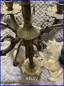 Vintage Ornate Brass Candelabra 4 Arm 5 Candle Candlestick Holder Beautiful