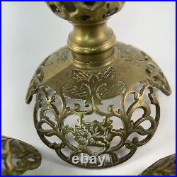 Vintage Ornate Brass Candle Holder Set