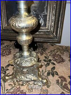 Vintage Ornate Brass Castilian Candle Holders Solid & Heavy