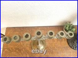 Vintage Ornate Brass Chinese Dragon Candelabra with 7 Candle Holders