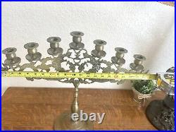 Vintage Ornate Brass Chinese Dragon Candelabra with 7 Candle Holders