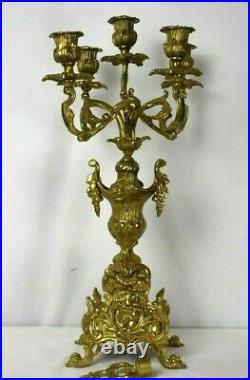 Vintage Ornate Italian Baccarini Baroque 5 Arm Brass Candelabra Ornate 20 Tall