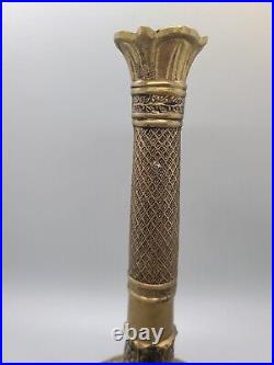 Vintage Ornate Mottahedeh Heavy Brass Candle Stick Holder India Wax Patina