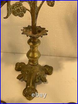 Vintage Ornate Pair Brass Candlestick Holders + Candelabra Wedding Party Decor