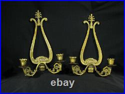 Vintage PAIR OF SOLID BRASS CANDLE HOLDER WALL SCONCES