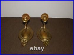 Vintage Pair 9 High Brass Candle Stick Holders Wall Sconces