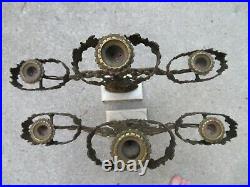 Vintage Pair Antique Cast Bronze Brass Girandole Candelabra Candle Holder