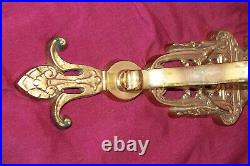 Vintage Pair Brass 6 Arm Wall Sconce Candelabra Candle Holder Large Heavy Gold