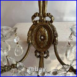 Vintage Pair Brass Crystal Candle Holder Wall Sconces Exquisite High End Estate