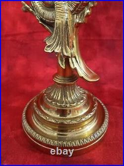 Vintage Pair Brass Mythological Winged Mermaid Candle Holders Candlesticks 14.5
