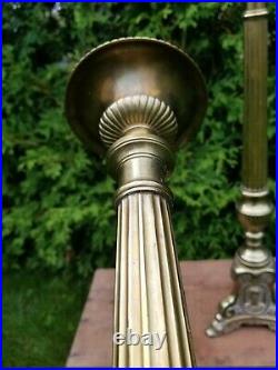 Vintage Pair Brass Religious Altar Church Candlesticks Candelabra Candle Stick