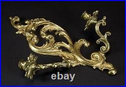 Vintage Pair Brass Wall Sconce Candle Holders 2 Arm