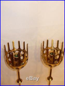 Vintage Pair Danish Modern Brass Candlesticks By Bjorn Wiinblad MCM Eames 1950's