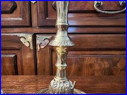 Vintage Pair English Heavy Brass Candlesticks, 10 1/2 T, 3 3/4 x 4 3/4 (Base)