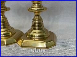 Vintage Pair English Heavy Brass Candlesticks, 6 Tall, 3 x 3 (Base)