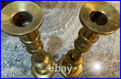 Vintage Pair Heavy Solid Brass Candlesticks Candle Stick Holders 14Tall 4lbs Ea