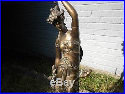 Vintage Pair Large Cast Brass Candelabra Statues Art Deco Candle Holders 44