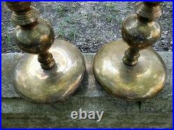 Vintage Pair Large Etched Brass Floor Candlesticks Candle Holders 36 Tall