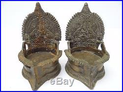 Vintage Pair Metal Brass Decorative Ornate Free Standing Candle Holders Indian