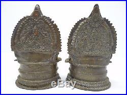Vintage Pair Metal Brass Decorative Ornate Free Standing Candle Holders Indian