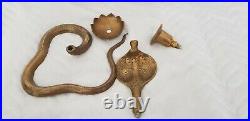Vintage Pair Of Brass Cobra Snake Shaped Candlestick Holders. Heavy 1300g. 21cm