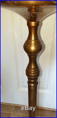 Vintage Pair Of Brass Plant Jardiniere Stands Or Large Candle Holders 70cm Tall