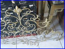 Vintage Pair Of Metal Twin Gold / Brass Colored Wall Mount Headboards