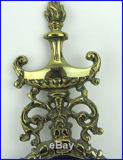 Vintage Pair Regency Style Solid Brass Mirrored Wall Sconces Candle Holders NR