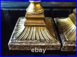 Vintage Pair Textured Brass Candle Holders 21 Tall