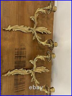 Vintage Pair Wall Candle Sconces Louis XV Style Acanthus Leaf 2 Arm Rococo