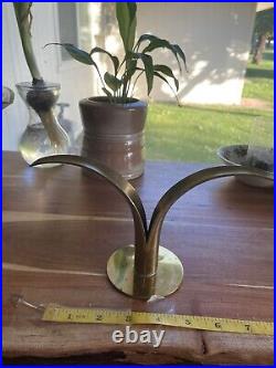 Vintage Pair Ystad Metall Lily Brass Candle Holders Made in Sweden