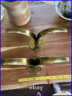 Vintage Pair Ystad Metall Lily Brass Candle Holders Made in Sweden