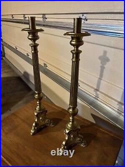 Vintage Pair of 21 Solid Brass Candlesticks