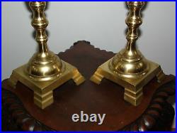 Vintage Pair of Art Deco Large Solid Brass Candlestick Candle Holders