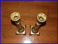 Vintage Pair of Art Deco Large Solid Brass Candlestick Candle Holders