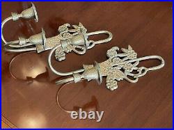 Vintage Pair of Brass 2 Candle Wall Sconces Flower Basket Design