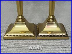 Vintage Pair of English Brass Candlesticks, 7 Tall, 2 1/2 x 2 1/2 (Base)
