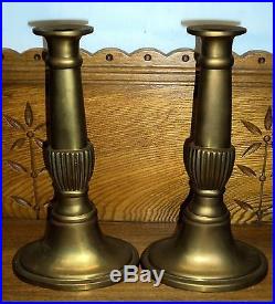 Vintage Pair of Neoclassical Bronze or Brass Candlesticks