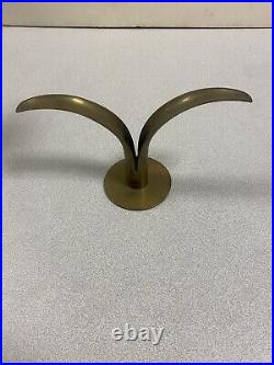 Vintage Pair of Patinated Brass'Lily' Candleholders by Ibe-Konst, Ystad, Sweden