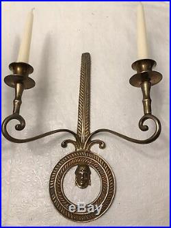 Vintage Pair of Pure Brass Wall Sconces, Candle holders 2arms 13H x10W